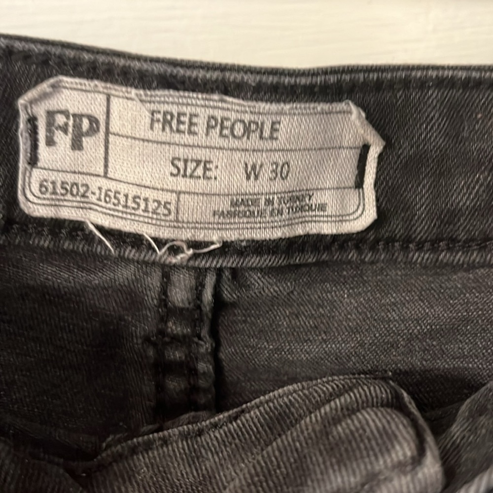 Free People black distressed cropped jeans